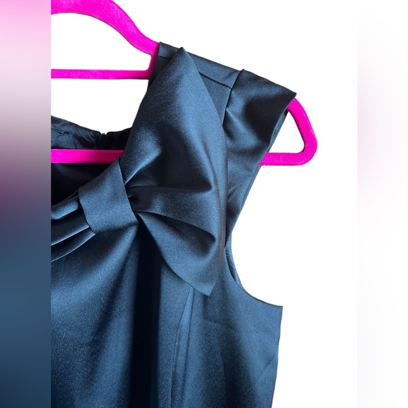 Sandra Darren Black Bow Cocktail Wedding Guest Sheath Sleeveless Dress Size 16 - Picture 4 of 6